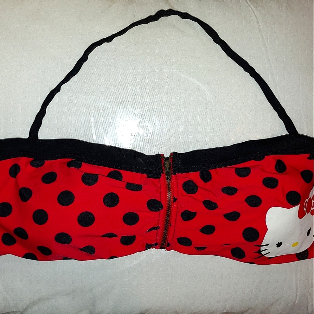 Hello Kitty by Sanrio Bikini Bandeau Top Swimming Suit Swimwear Ladybug Print Lg